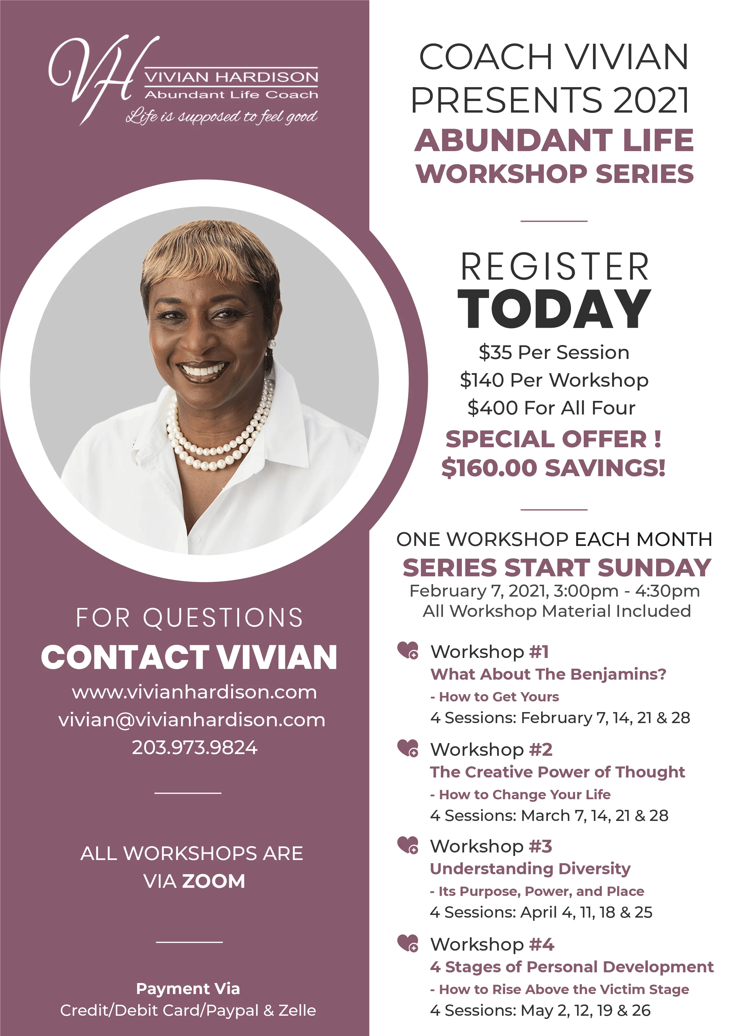 Vivian Hardison Abundant Life Workshops 